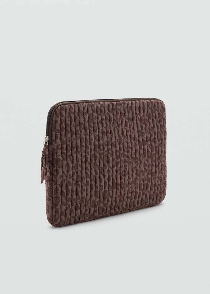 Padded printed laptop case — Brown