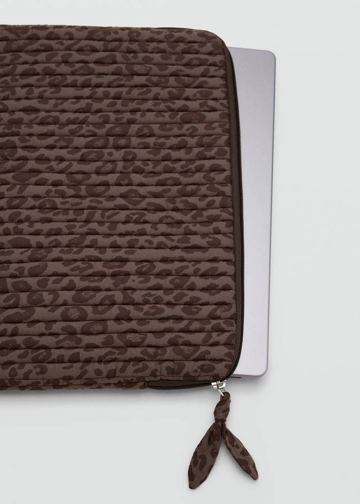 Padded printed laptop case — Brown