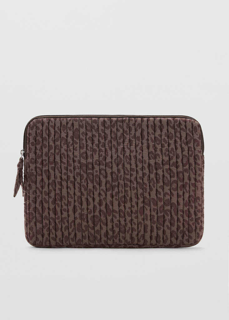 Padded printed laptop case — Brown