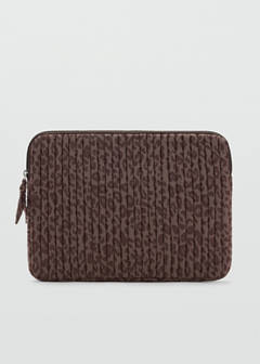 Padded printed laptop case — Brown 1