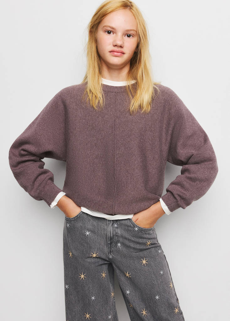 Wide-leg jeans with embroidered stars — Denim Grey