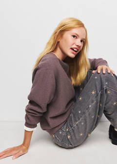 Wide-leg jeans with embroidered stars — Denim Grey 4
