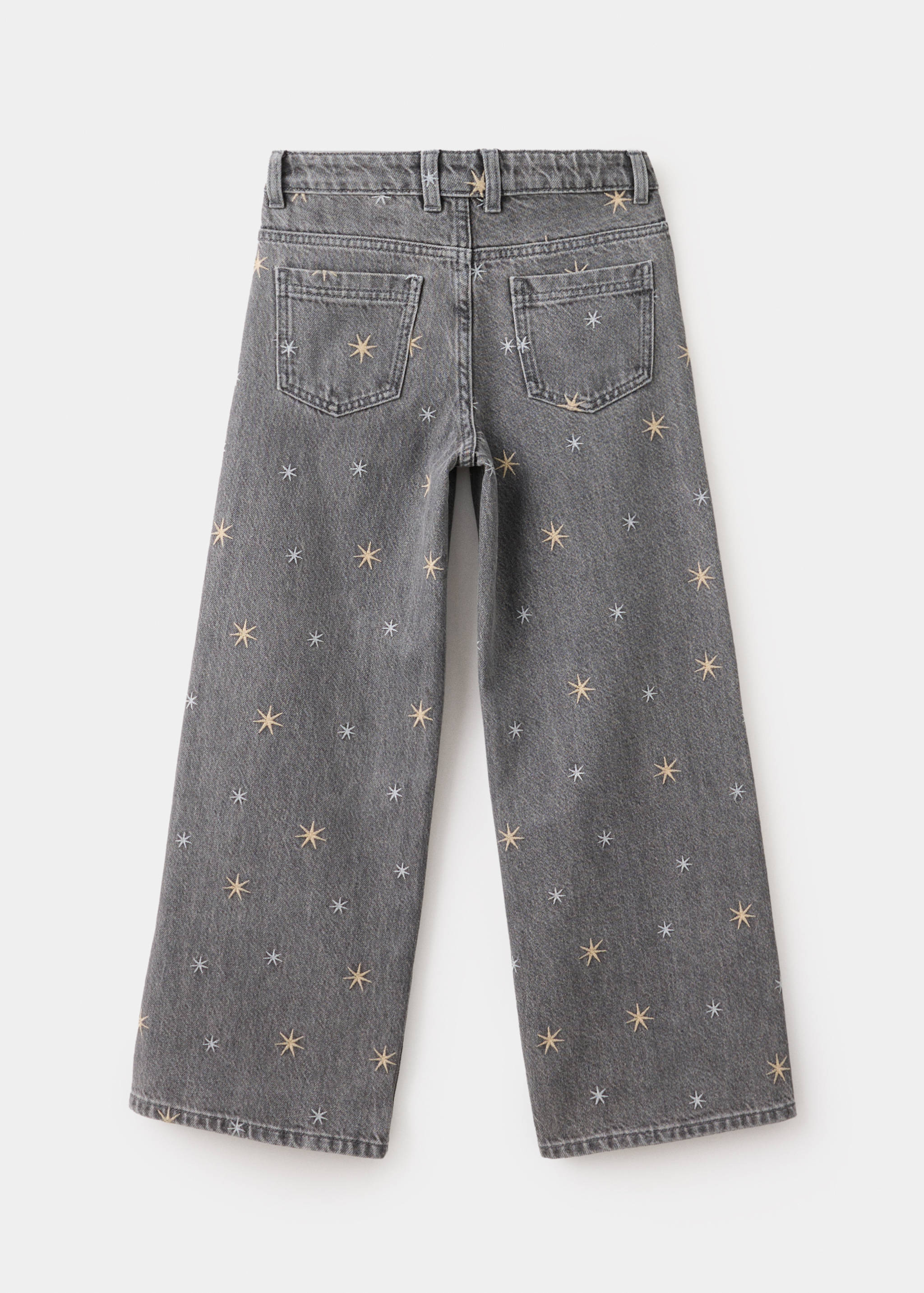 Wide-leg jeans with embroidered stars - Reverse of the article