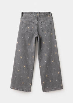 Wide-leg jeans with embroidered stars — Denim Grey 6