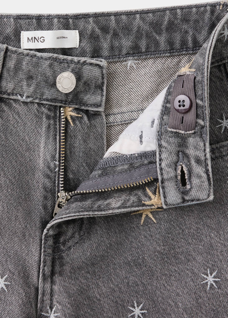 Wide-leg jeans with embroidered stars — Denim Grey
