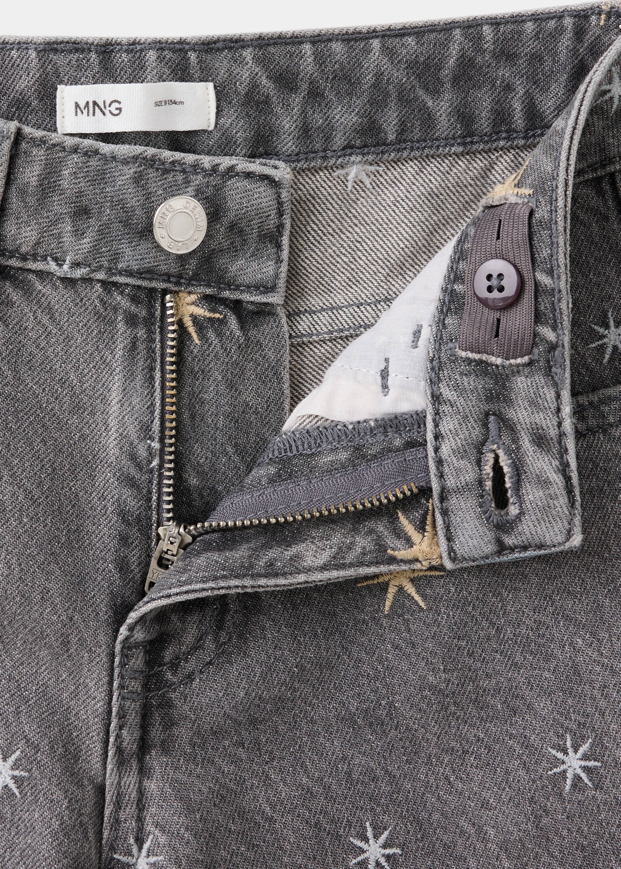 Wide-leg jeans with embroidered stars - Details of the article 8