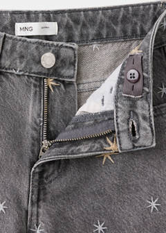 Wide-leg jeans with embroidered stars — Denim Grey 5