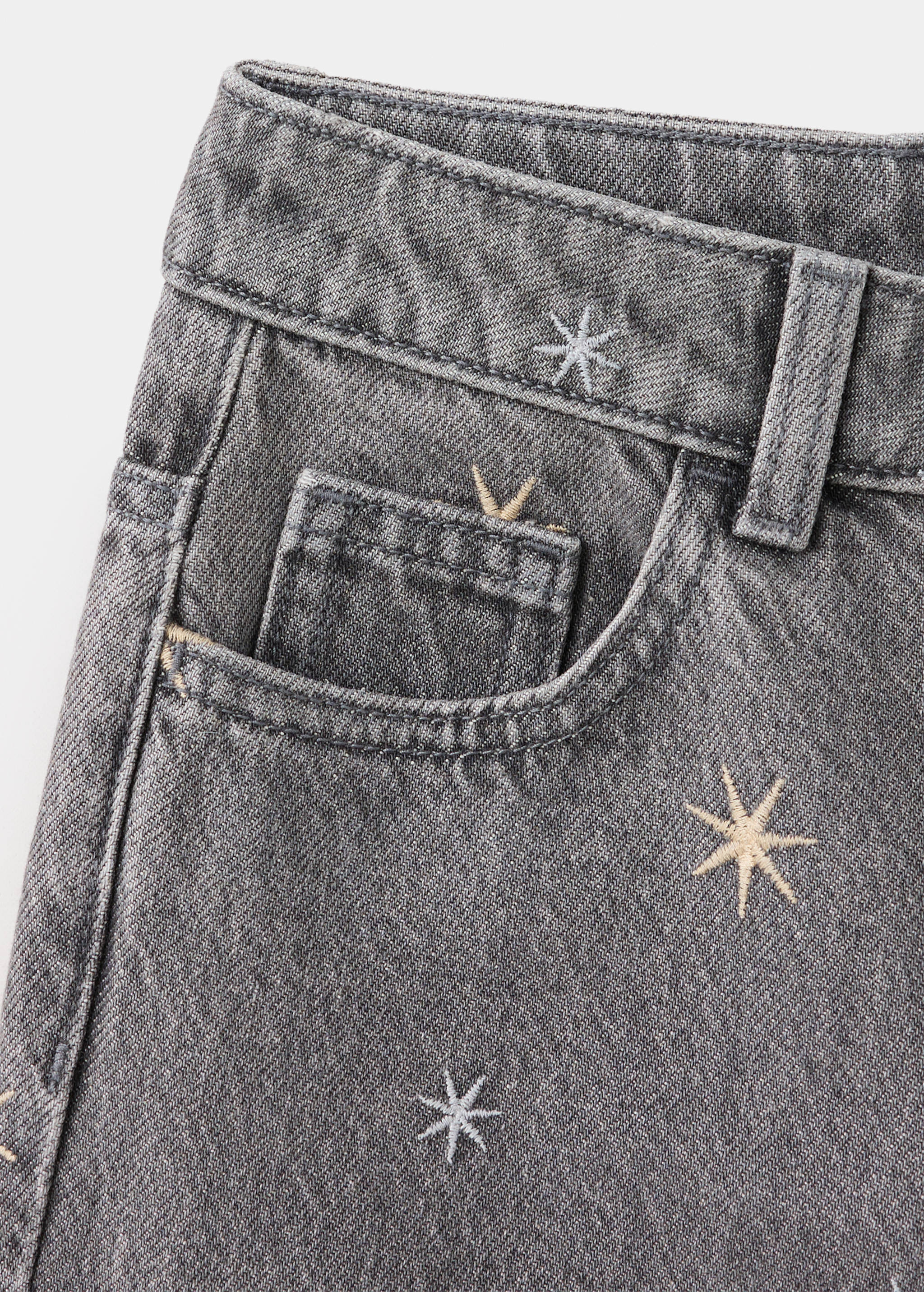 Wide-leg jeans with embroidered stars - Details of the article 0