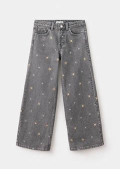 Wide-leg jeans with embroidered stars — Denim Grey 3