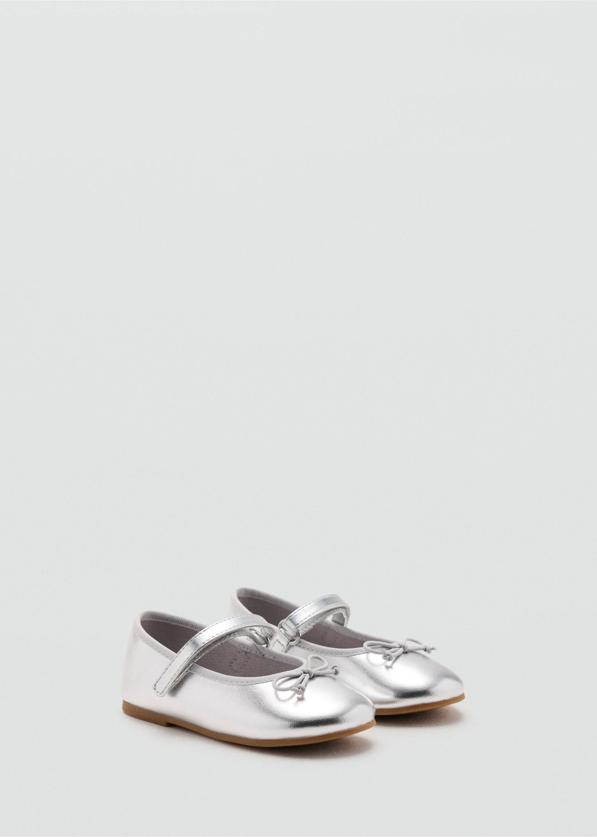 Metallic ballet flats with bow - Medium plane, Silver. Ref: 37014421-00.