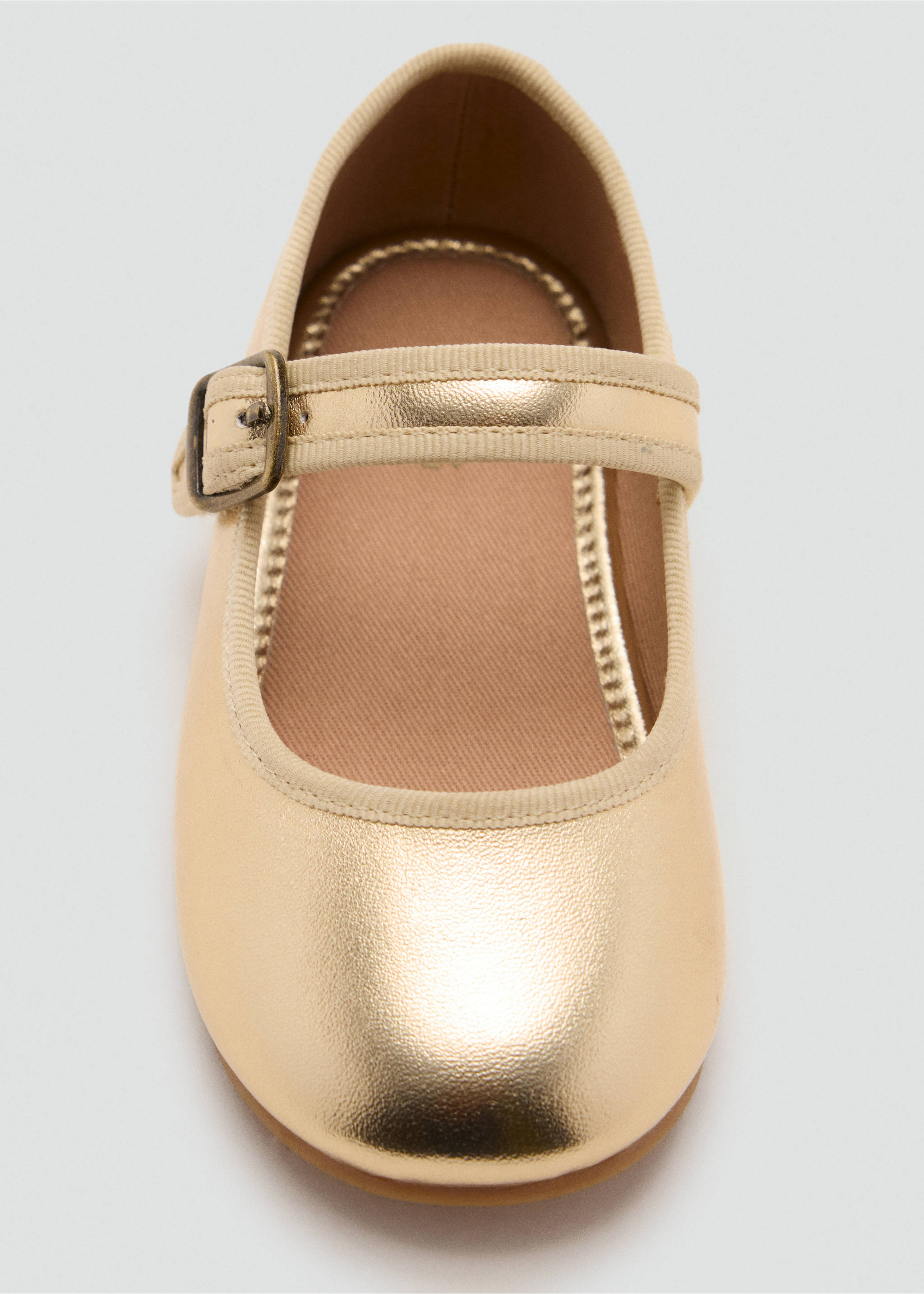 Metallic ballerina flats with buckle - Details of the article 2, Gold. Ref: 37014422-00.