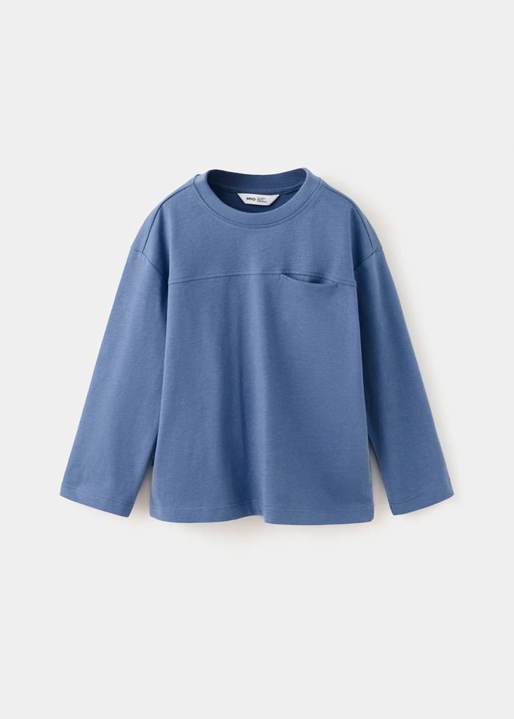 Pocket cotton T-shirt — China Blue