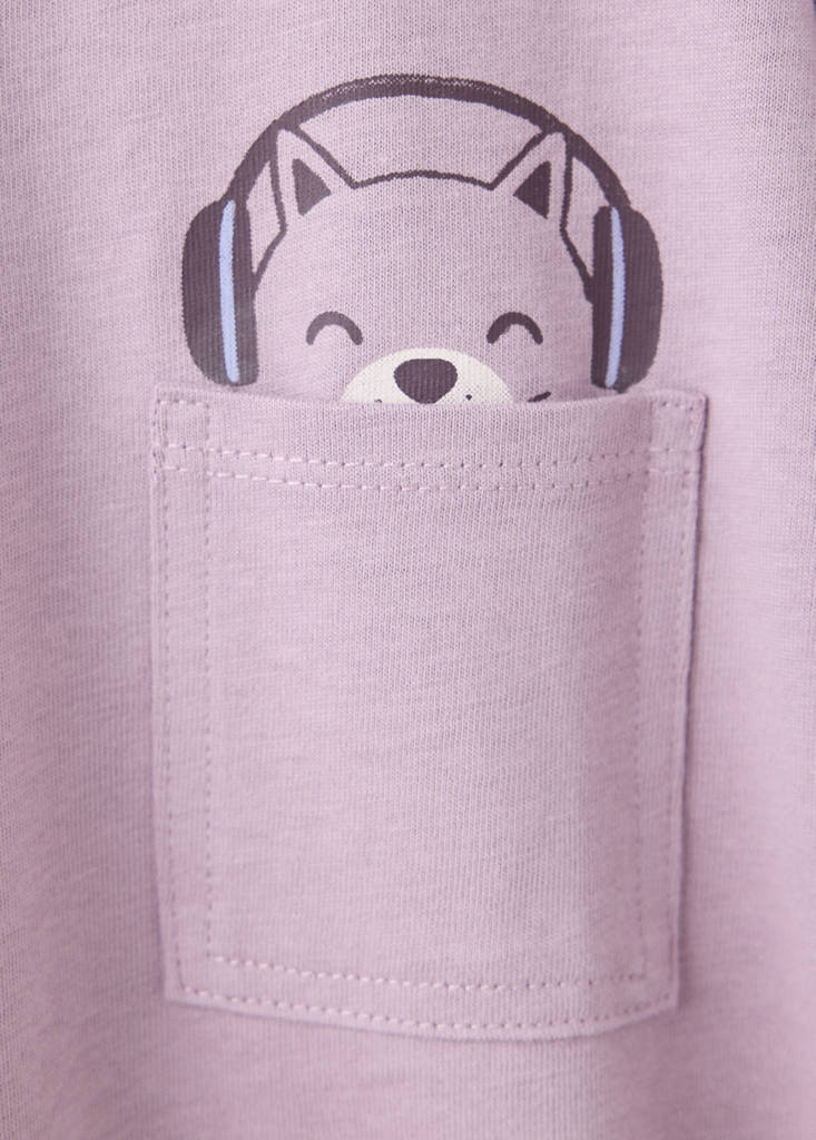 Printed cotton-blend t-shirt — Lavender