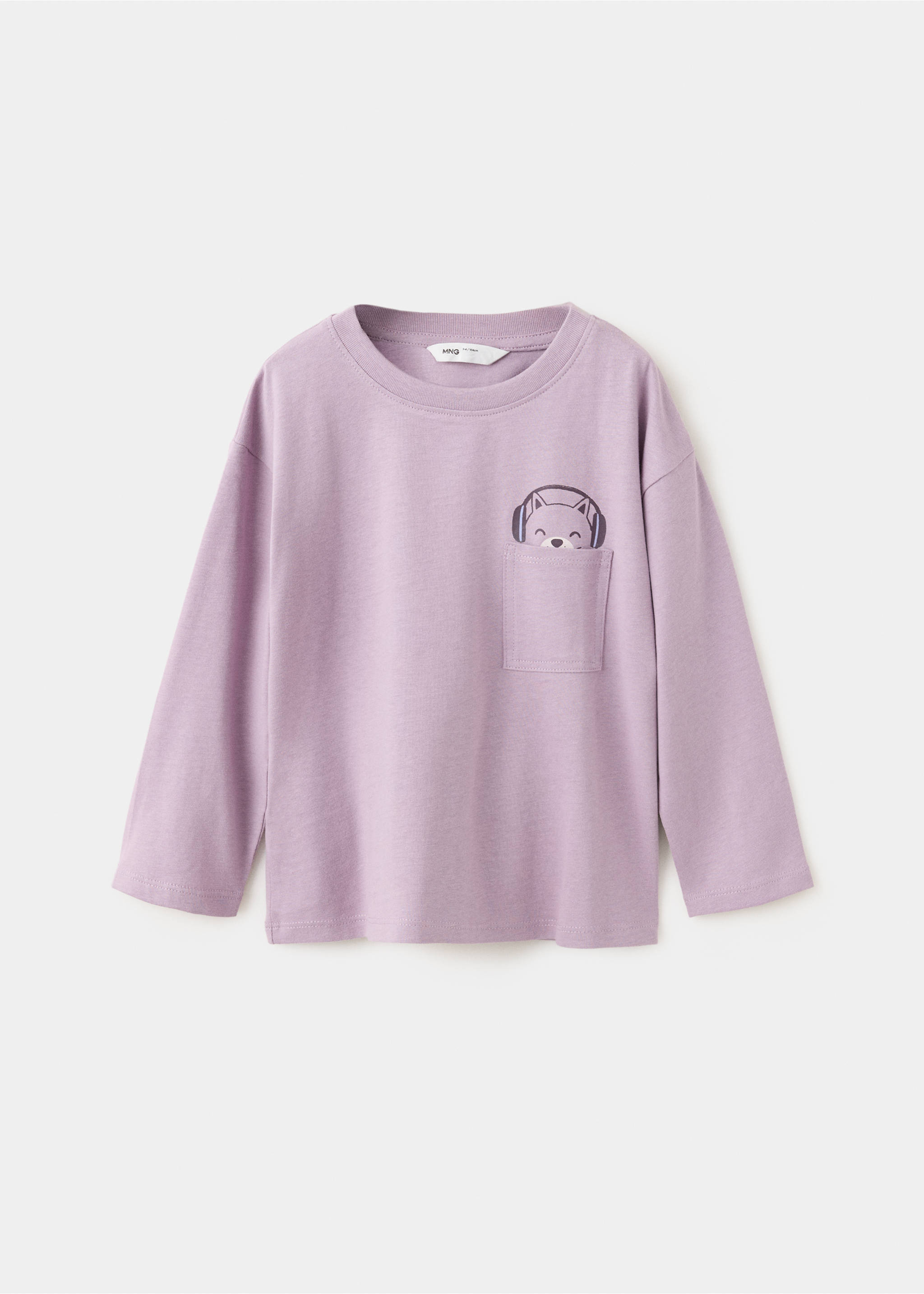 Printed cotton-blend t-shirt - Article without model, Lavender. Ref: 37014425-00.