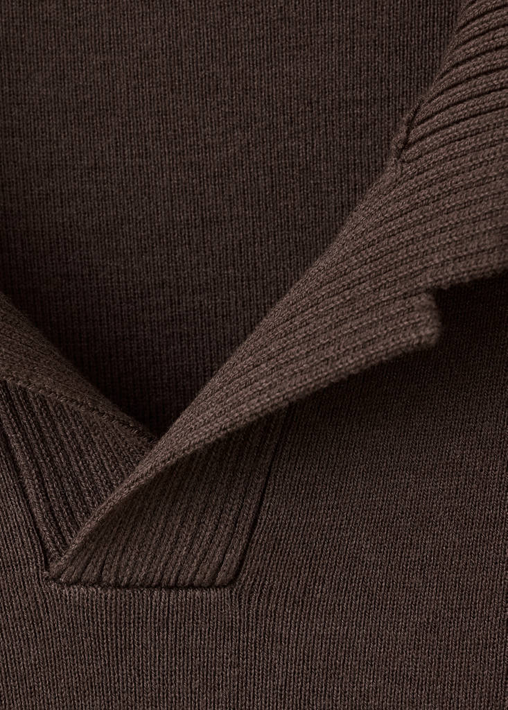 Fine knit cotton blend polo — Brown