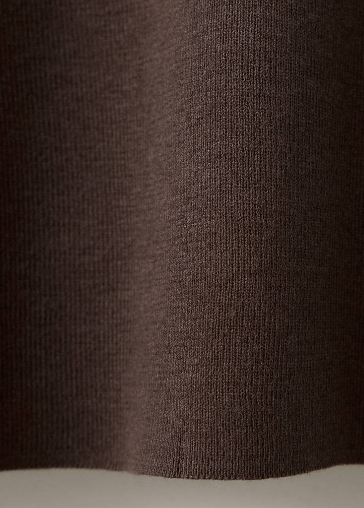Fine knit cotton blend polo — Brown