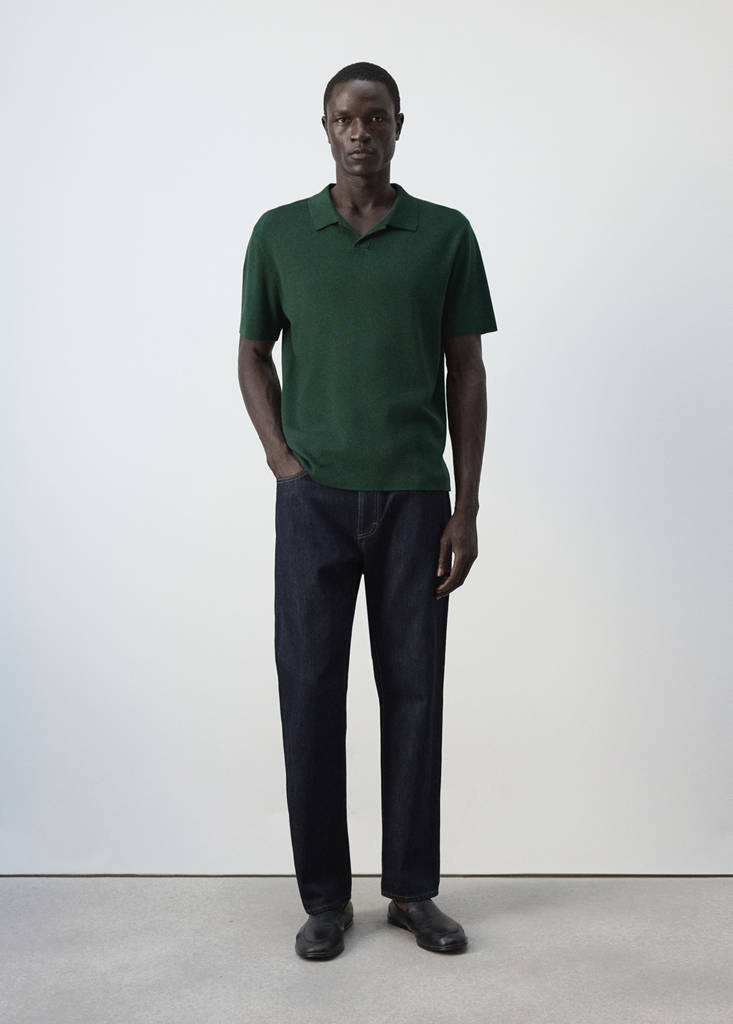 Fine knit cotton blend polo — Billiard Green