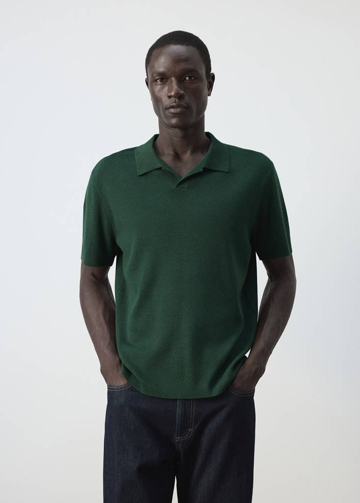 Fine knit cotton blend polo — Billiard Green