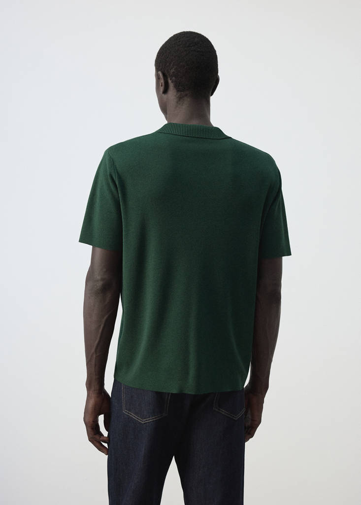 Fine knit cotton blend polo — Billiard Green