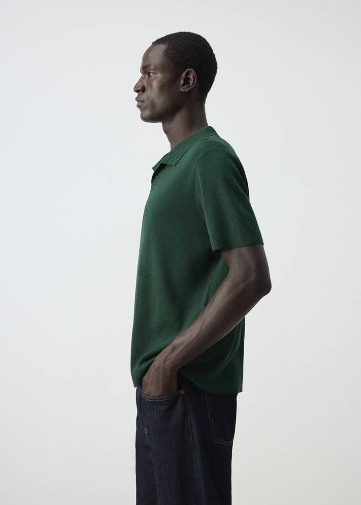 Fine knit cotton blend polo — Billiard Green