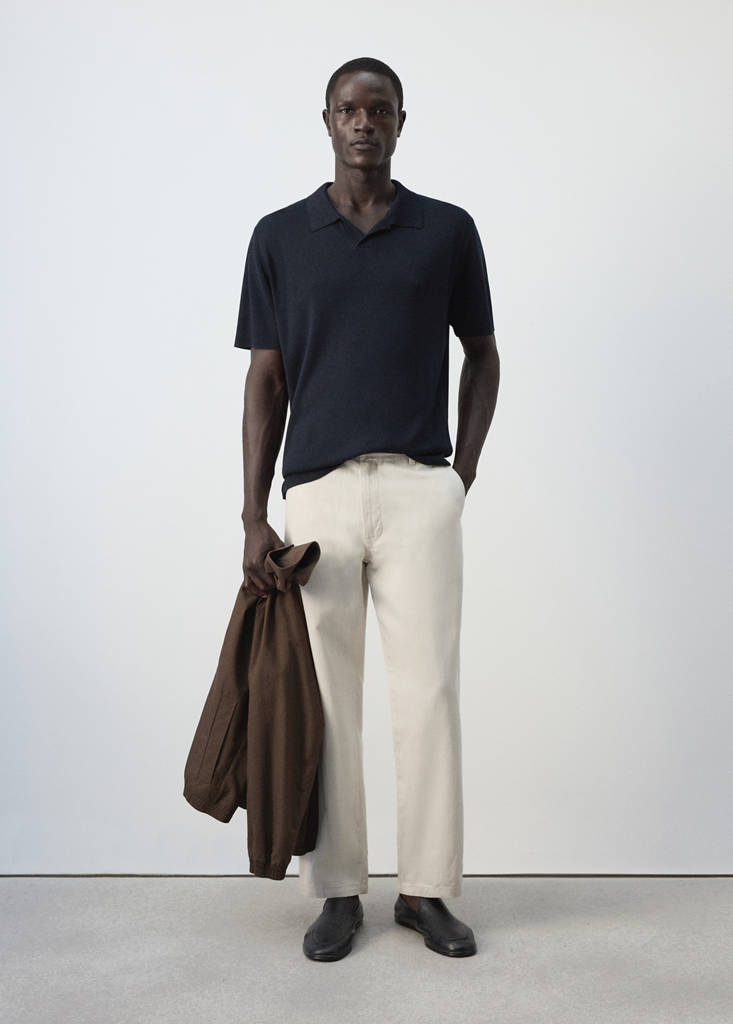Fine knit cotton blend polo — Navy