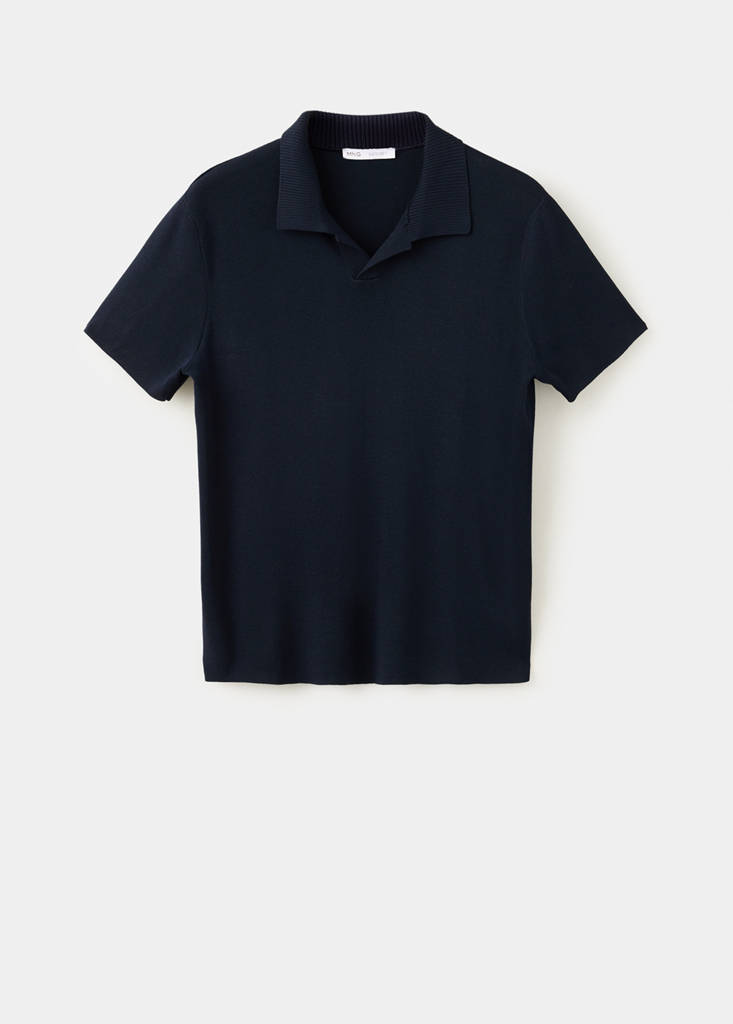 Fine knit cotton blend polo — Navy