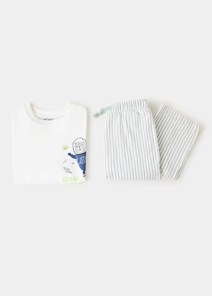 Full printed cotton pyjamas set — White