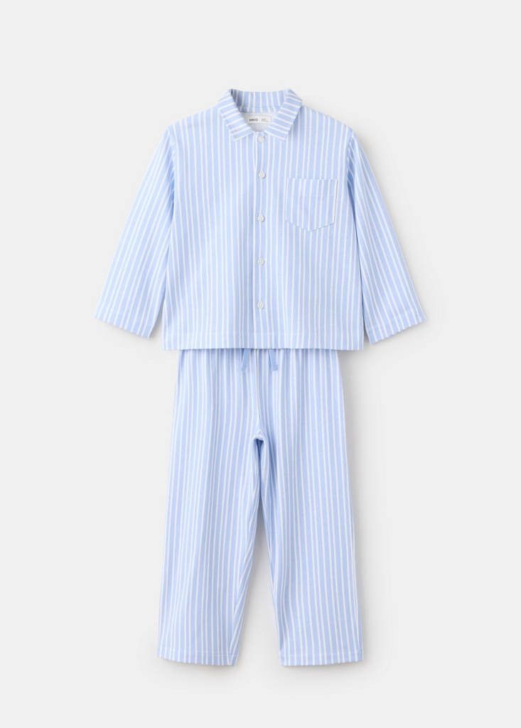 Full cotton striped pyjama set — Sky Blue