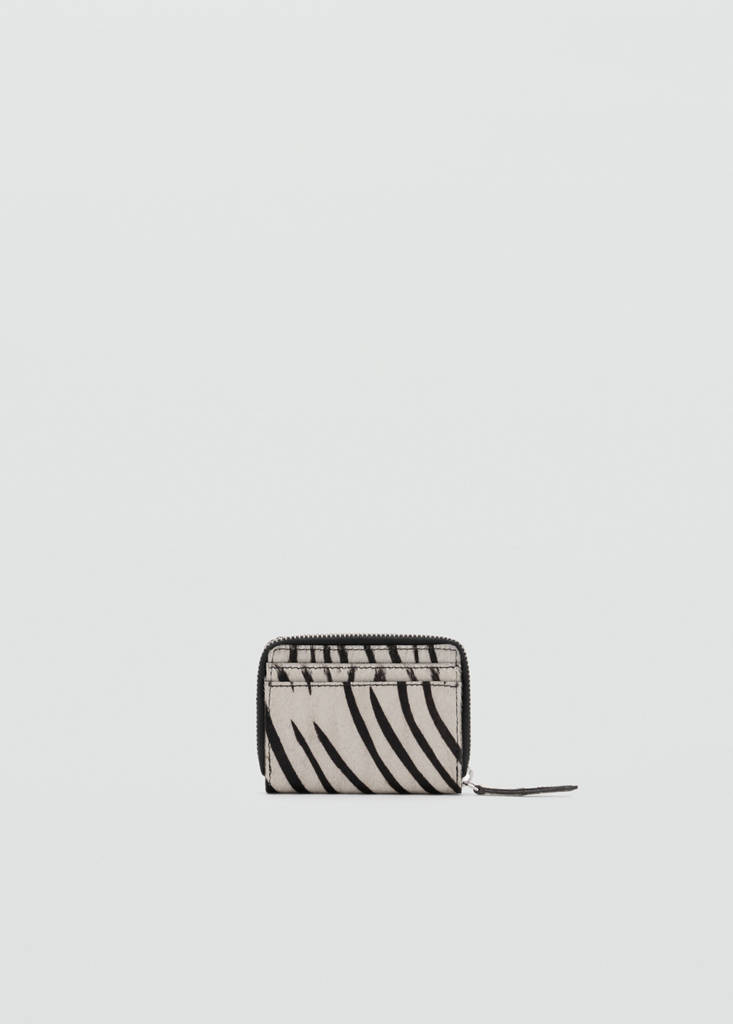 Zebra fur leather wallet — White