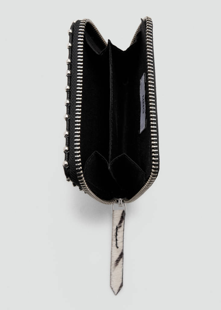 Zebra fur leather wallet — White