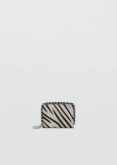 Zebra fur leather purse — White 1