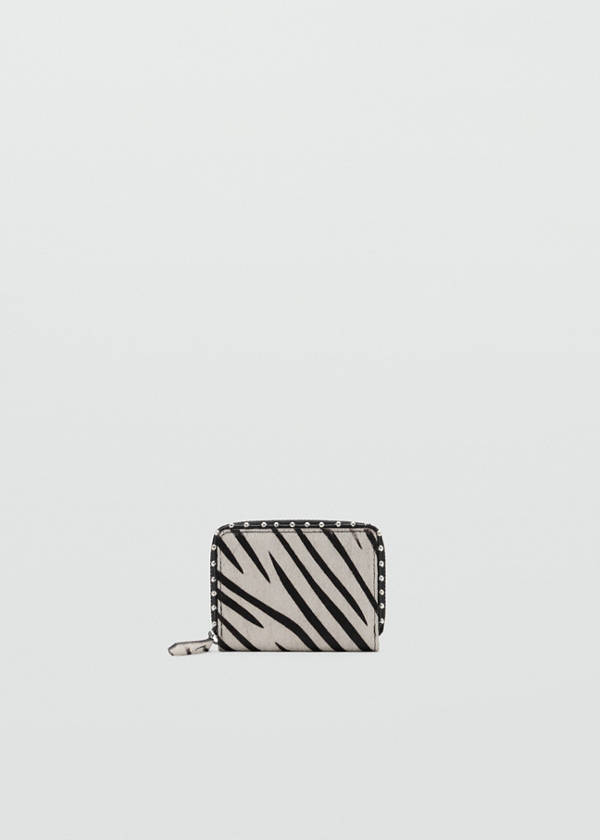 Zebra fur leather purse — White