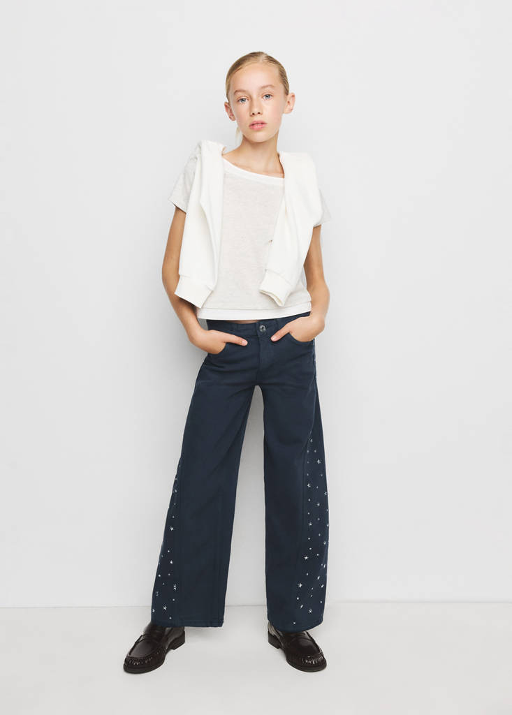 Star-detail culotte jeans — Navy