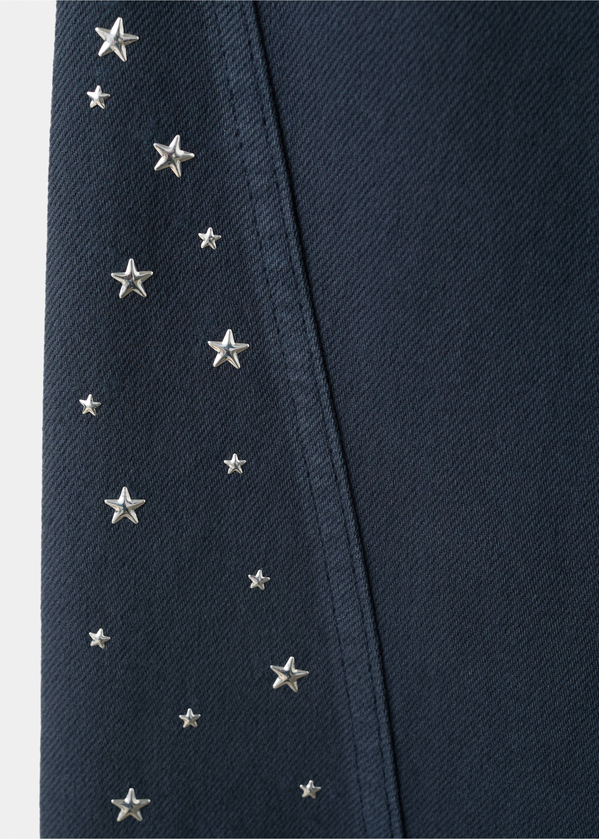 Wide leg jeans with strass stars - Details of the article 8, Navy. Ref: 37014433-00.
