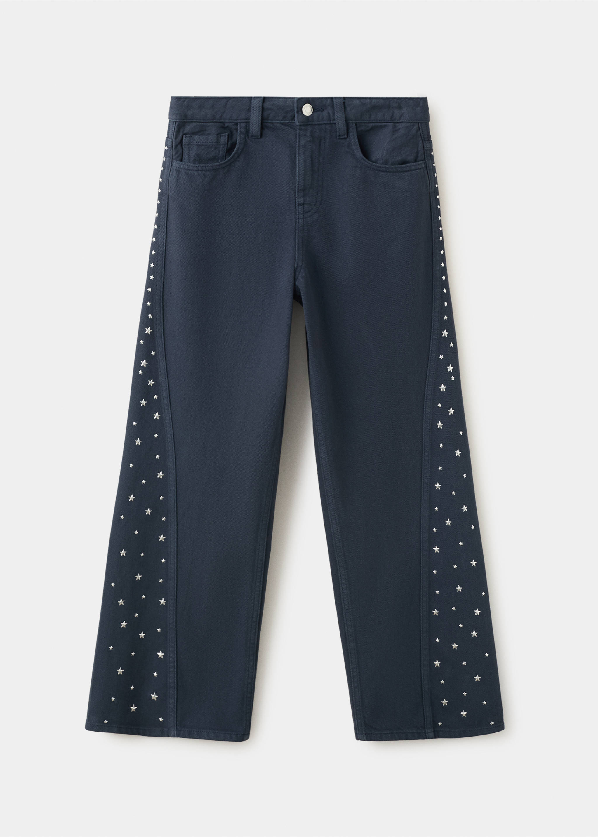 Wide leg jeans with strass stars - Article without model, Navy. Ref: 37014433-00.