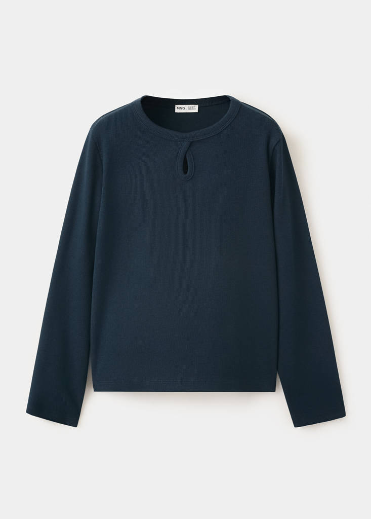 Long-sleeved t-shirt with cut-out — Navy