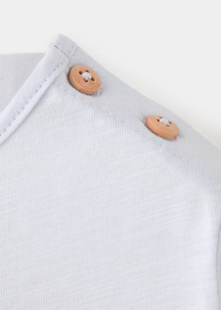 Printed cotton-blend t-shirt — Blue
