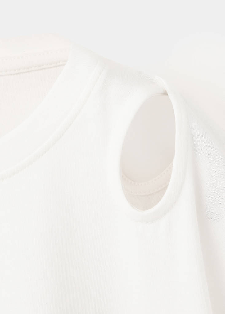Printed T-shirt with slit detail — Off White