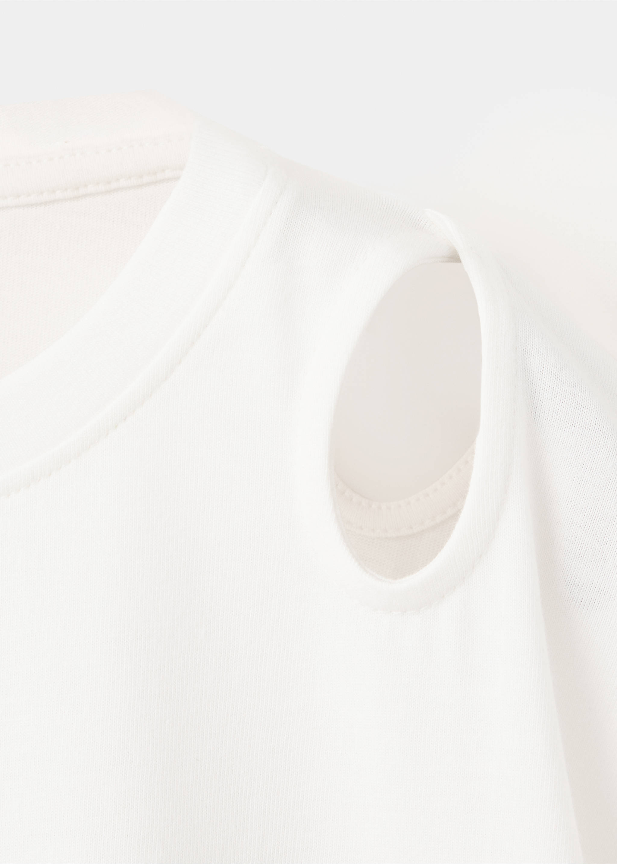 T-shirt coton imprimé avec ouverture - Détail de l'article 8, Blanc cassé. Ref: 37014439-00.