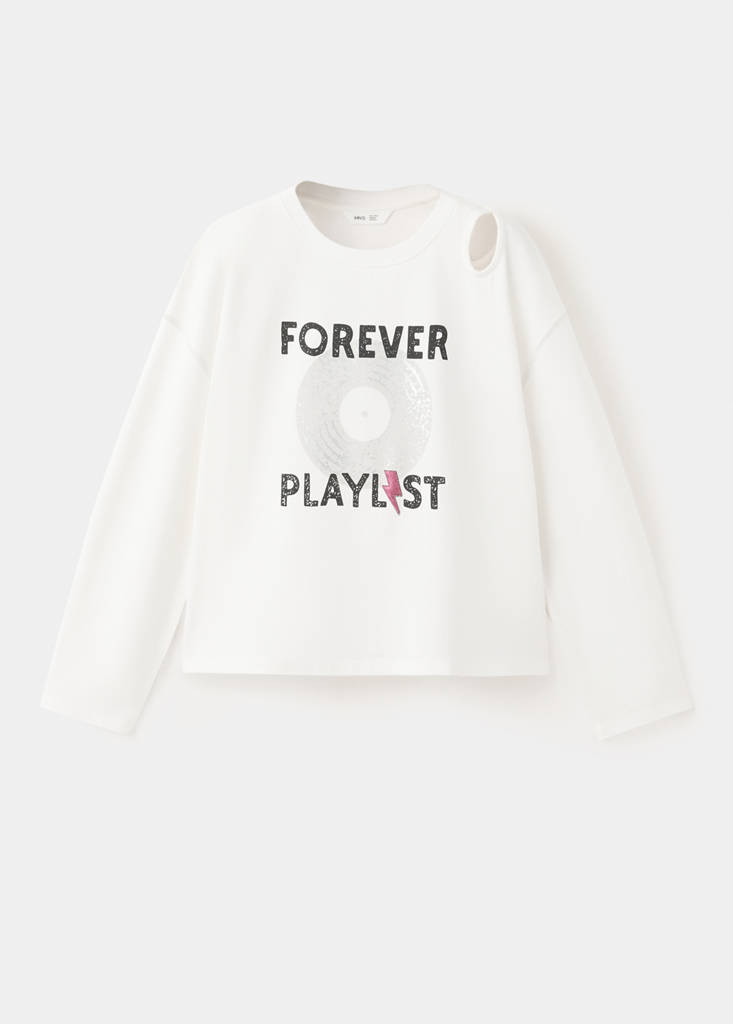 Printed T-shirt with slit detail — Off White