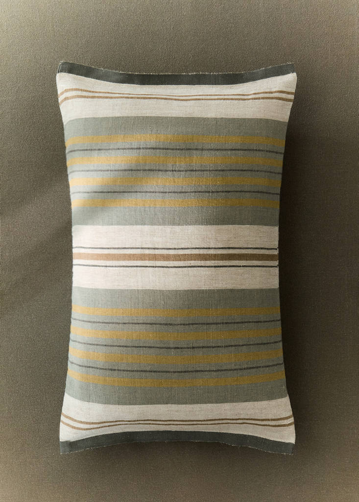Striped linen cushion cover 50x50 cm — Green