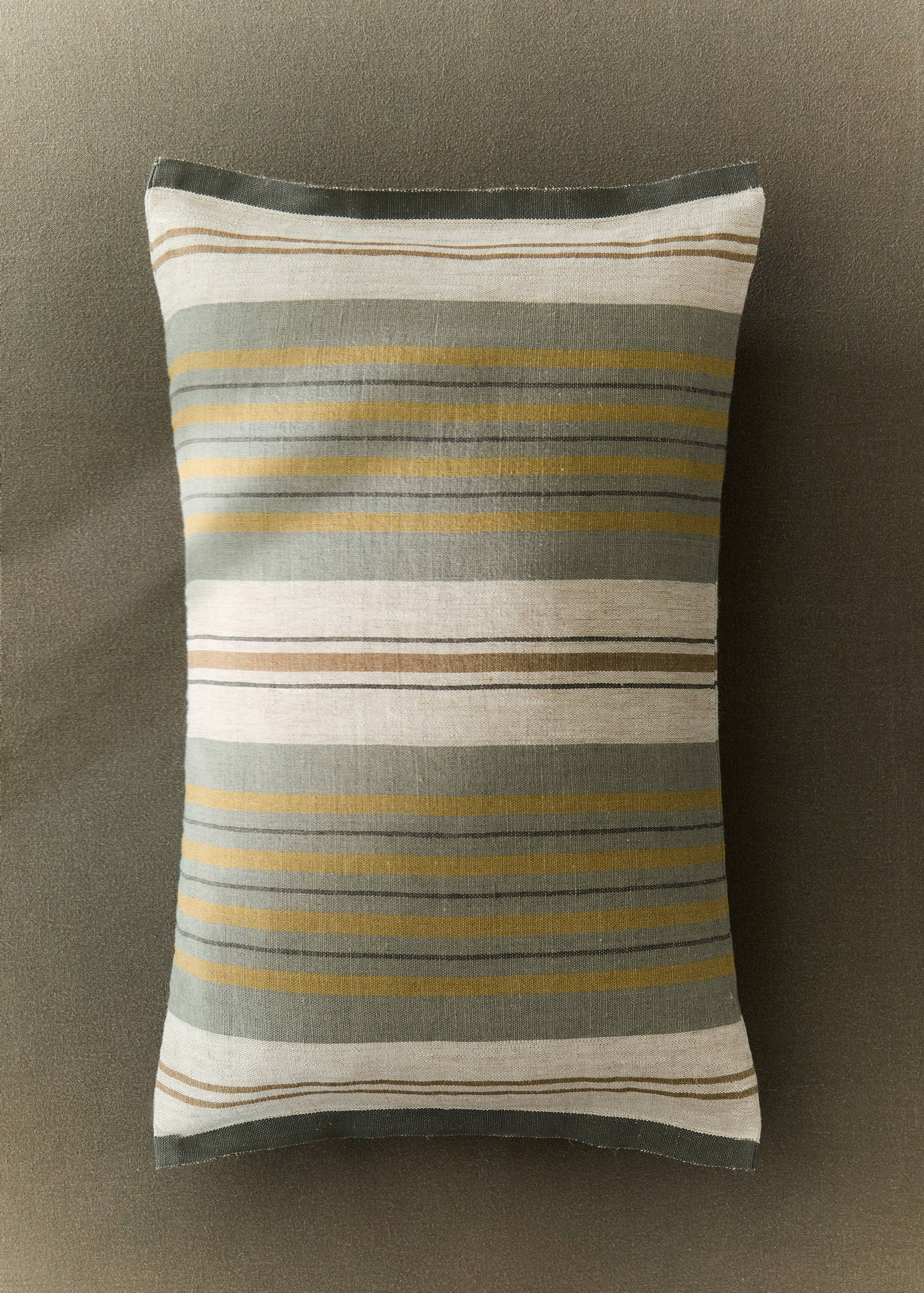 Funda coixí lli ratlla teixida 40x60 cm - Pla general