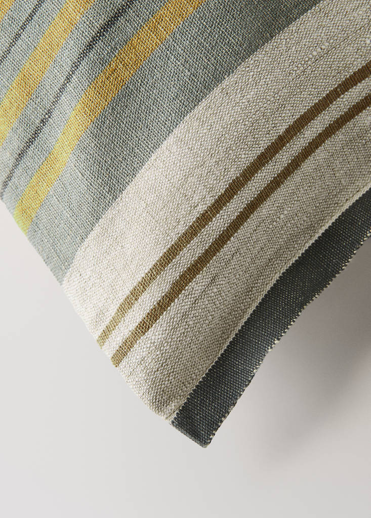 Striped linen cushion cover 50x50 cm — Green