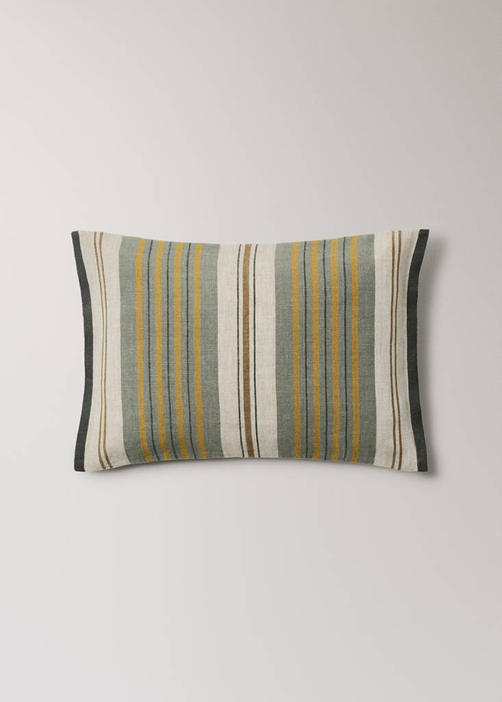 Striped linen cushion cover 50x50 cm — Green
