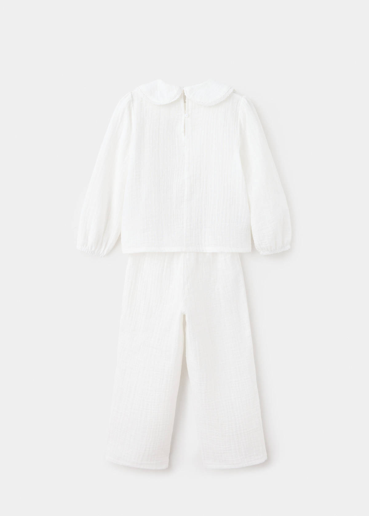Full cotton textured pyjamas set — Off White