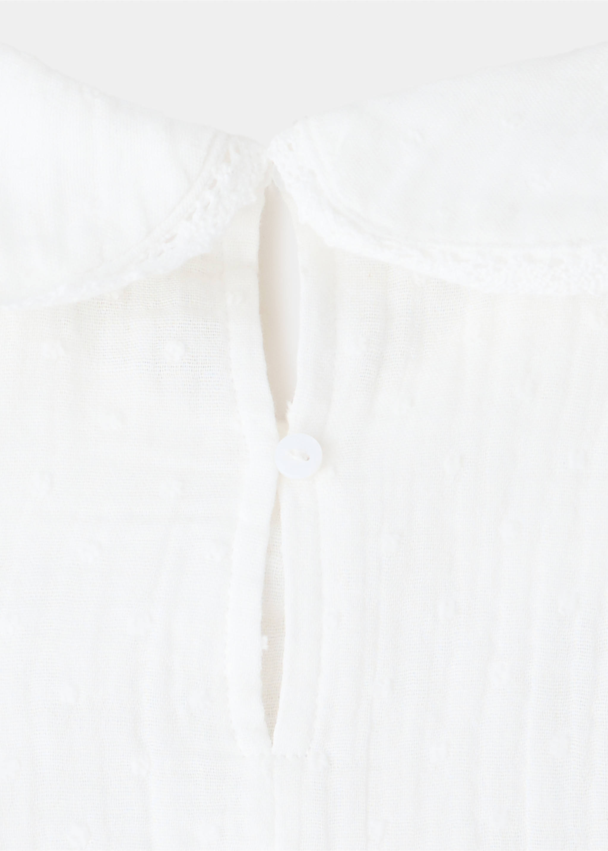 Full cotton textured pyjamas set - Details of the article 8, Off White. Ref: 37014444-00.