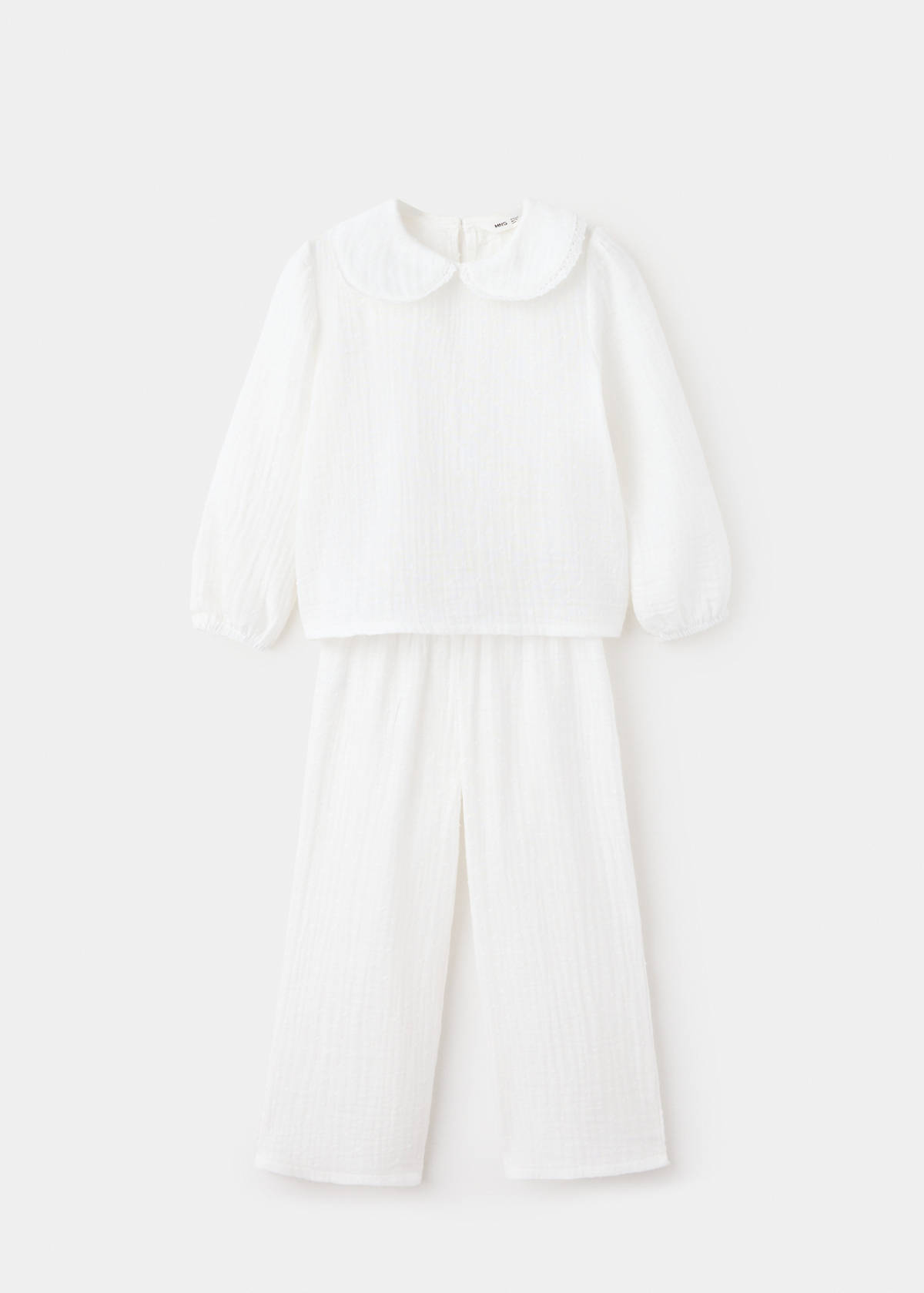 Full cotton textured pyjamas set — Off White