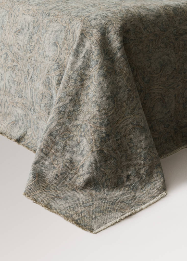 Ornamentale Tagesdecke aus Baumwolle und Leinen 180x200cm — Blau