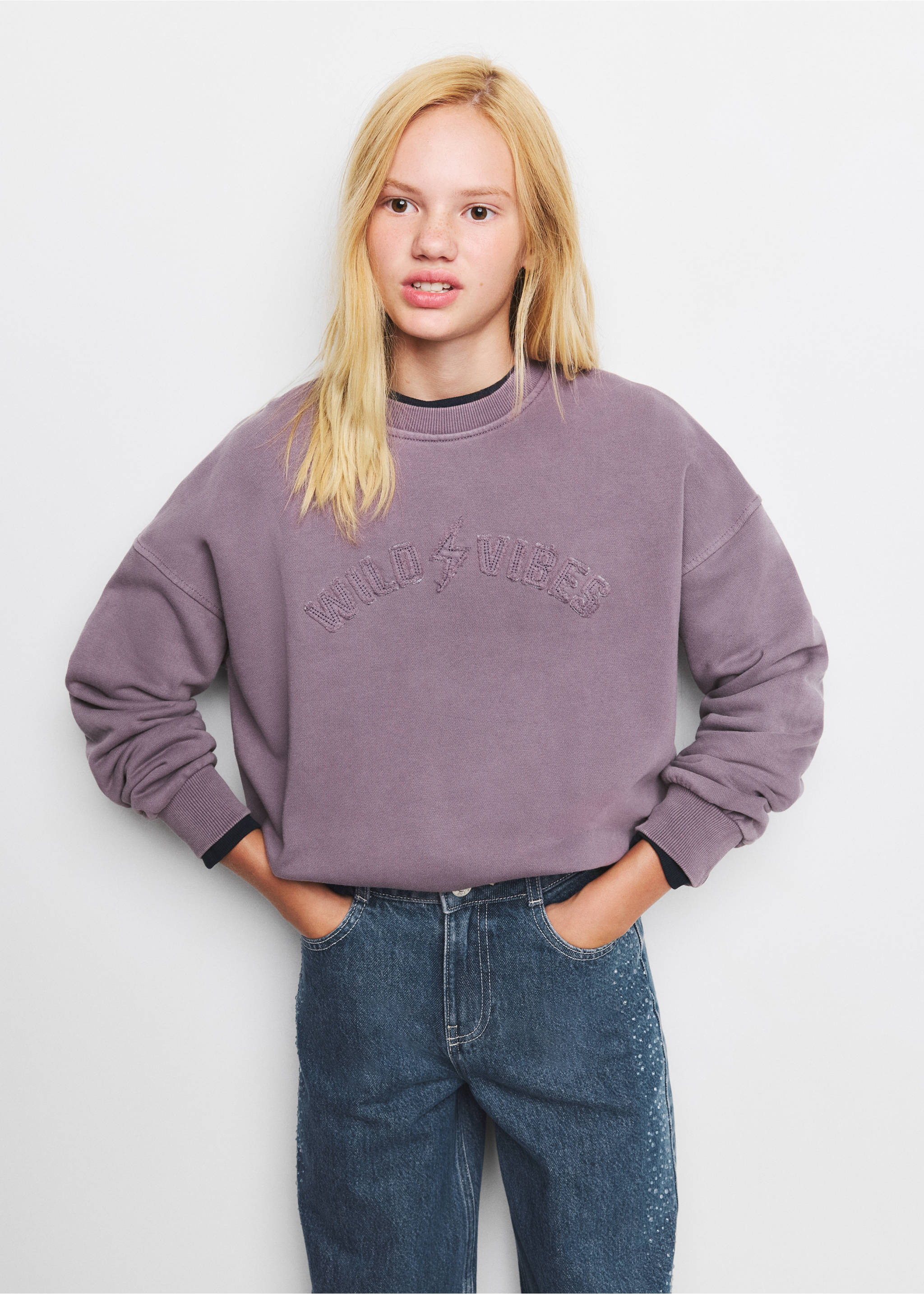 Relaxed-fit sweatshirt - Medium plane, Purple. Ref: 37014448-00.