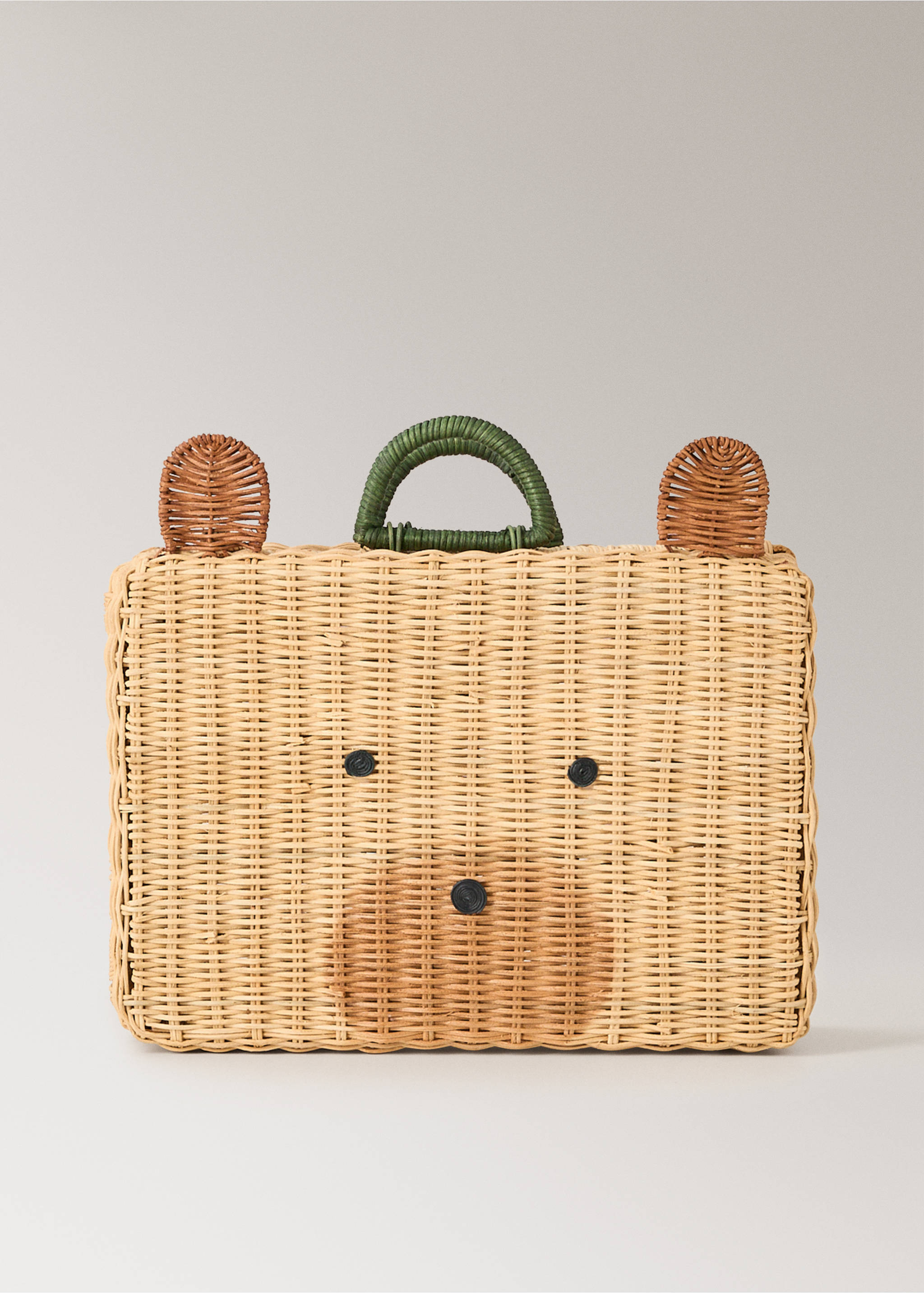 Wicker suitcase with bear illustration - Article without model, Brown. Ref: 37014455-00.